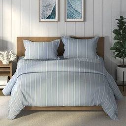 210 TC Striped King Size Bedsheets Comforter with Pillow Covers -27