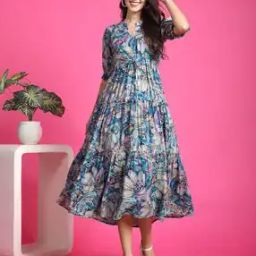 Women Floral Print Fit & Flared Dress-34