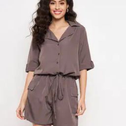Playsuit with Notched Lapel-image-10