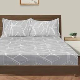 200 TC Geometric Print Double Bedsheet with Pillow Covers-36
