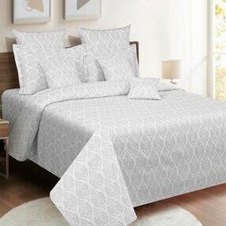 200 TC Printed Fitted Double Bedsheet with Pillow Covers-41