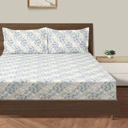 160 TC Floral Print Double Bedsheet with Pillow Covers-33