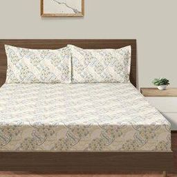 160 TC Floral Print Double Bedsheet with Pillow Covers-15