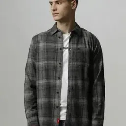 Checked Slim Fit Shirt with Patch Pocket-image-46
