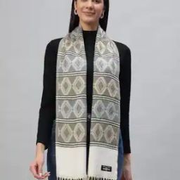 Women Diamond Printed Reversible Woven Wool Scarf-image-25