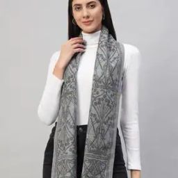 Women Floral Printed Reversible Woven Wool Scarf-image-1