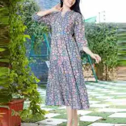 Women Floral Print A-Line Dress-image-7