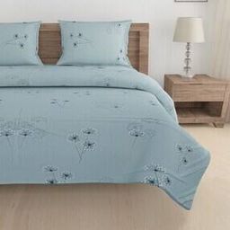 Floral Print Double Bedsheet with Pillow Covers & Comforter-16