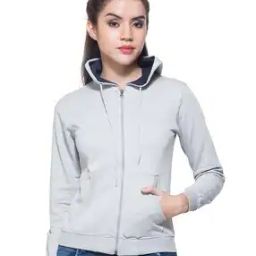 Women Regular Fit Sweatshirt with Zip-Front Closure-picture-2