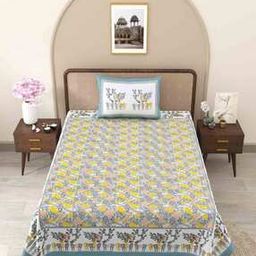 150 GSM Floral Print Single Bedsheet with Pillow Cover-image-18