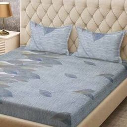 Leaf Pattern King Size Bedsheet with 2 Pillow Covers-image-17