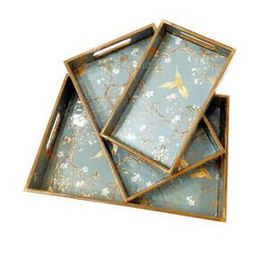 casagold Set of 3 Resin Printed Wooden Tray-picture-2