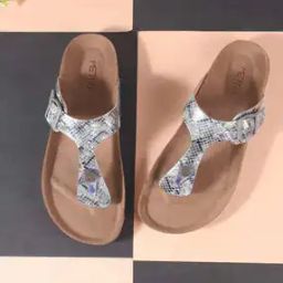 Women Embossed T-Strap Flip-Flops with Metal Accent-21