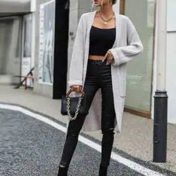 Women Ribbed Relaxed Fit Front-Open Shrug-41