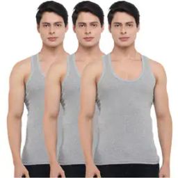 Pack of 3 Men Solid Cotton Vest-image-1