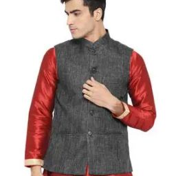 Men Textured Regular Fit Nehru Jacket-23