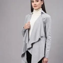 Women Heathered Front-Open Shrug-3