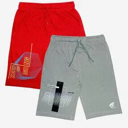 Pack of 2 Typographic Print Flat-Front Shorts-image-9