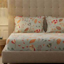 200 TC Floral Print Double Size Bedsheet with Pillow Covers-image-91