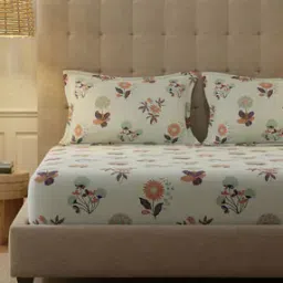 200 TC Floral Print Double Size Bedsheet with Pillow Covers-image-20