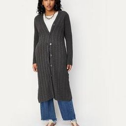 Women Cable Knit Long Shrug with Button Front-31
