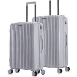 Set of 2 Striped Hard-Body Trolley Bags-35