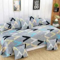 180 TC Geometric Print Single Bedsheet with Cushion & Bolster Covers-image-70