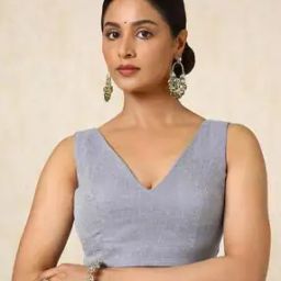 Women V-Neck Back-Open Blouse-picture-37