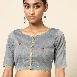 Embroidered Front-Open Padded Cotton Blouse-image-51