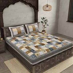 Floral Print Double Bedsheet with Pillow Covers-30