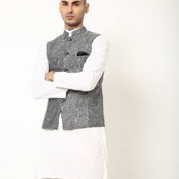 Geometric Print Nehru Jacket-image-12