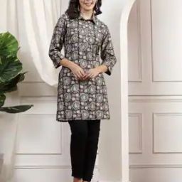Women Printed A-line Kurti-image-2