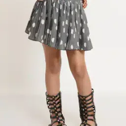 Polka-dot Pleated Mini Skirt-image-64