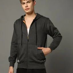 Men Zip-Font Regular Fit Hoodie-picture-13