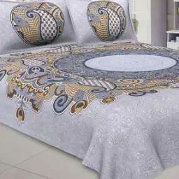 240 TC Printed Double Bedsheet with Pillow Covers-16