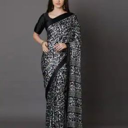 Animal Print Crepe Saree-image-13