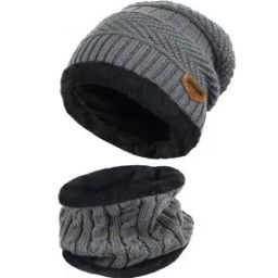 Woven Beanie with Neck Warmer-40