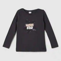 Girls Typographic Print Regular Fit Crew-Neck T-Shirt-image-66