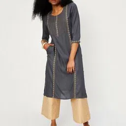 max Women Embroidered Straight Kurta-picture-20