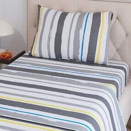 200 TC Striped Single Bedsheet with Pillow Cover-picture-31