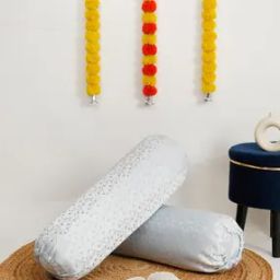 Set of 2 jacquard Self Design Floral Bolster Cover-image-67