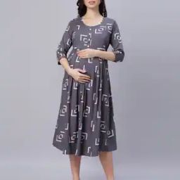 Women Geometric Fit and Flare Dress-image-7