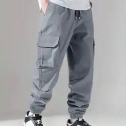 Men Baggy Fit Cargo Pants with Flap Pockets-image-42