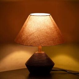 Table Lamp with Shade & Wooden Base-image-39