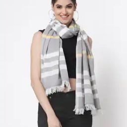 Striped Handwoven Stole with Tassels-image-96