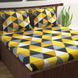 120 TC Trigonal Double Size Bedsheet with 2 Pillow Covers-image-119
