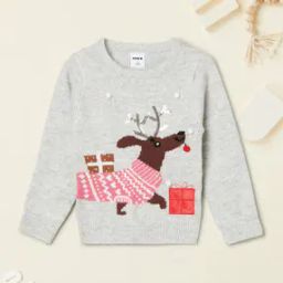 Girls Reindeer Knit Sweater-picture-11