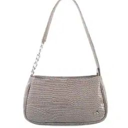Reptilian-Textured Shoulder Bag with Chainstraps-image-1