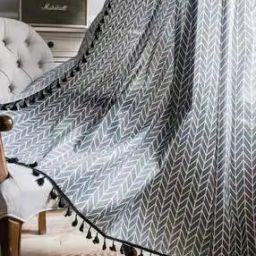 Chevron Print Eyelet Window Curtain-41