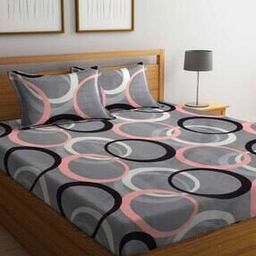 210 GSM Geometric Print King-Size Bedsheet with Pillow Covers-image-74